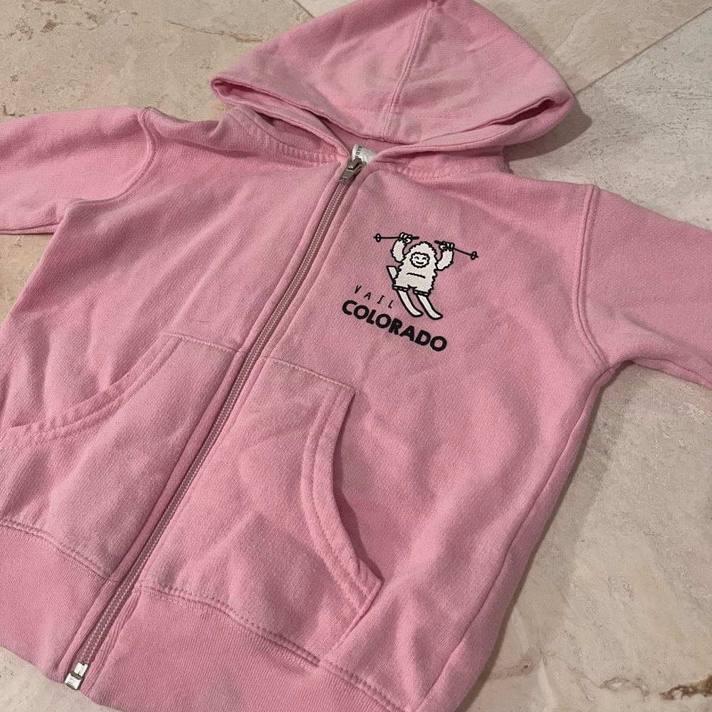 5/$50⭐️ SKI VAIL COLORADO PINK FULL ZIP SWEATSHIRT HOODIE 18 Mos
